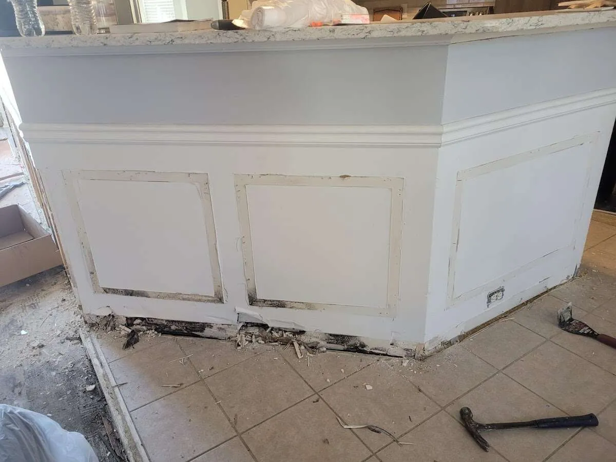Water damage and mold on kitchen during Storm Damage Restoration in Chicago